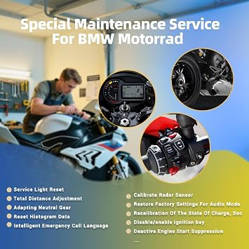 OBD2 Diagnostic Tool for BMW Motorcycles, SC530 Pro Full System Diagnosis Code Reader with Active Tests, Reset & Service Functions (ABS Bleed, ASC, RDC, Throttle, Injector, Transmission & More)