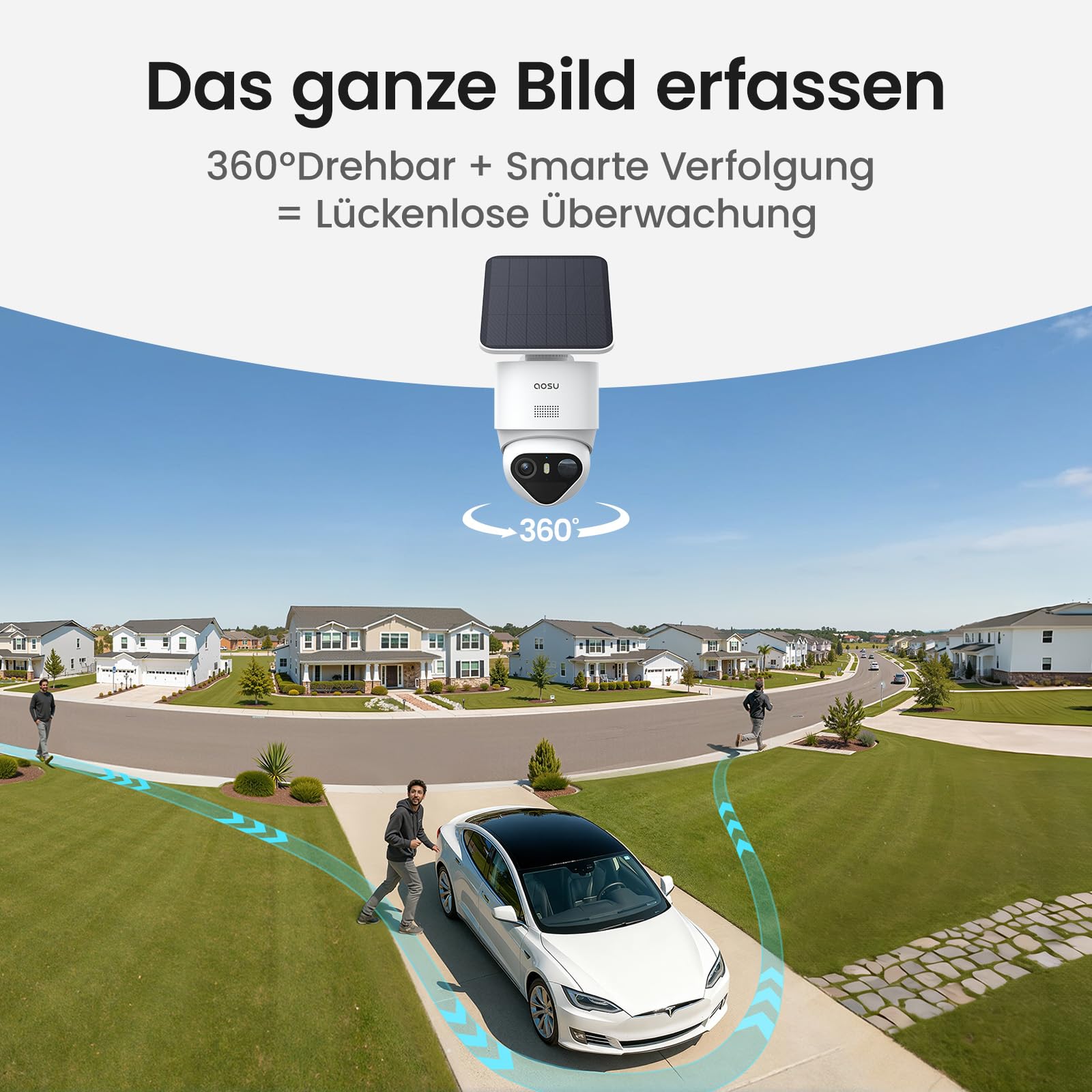 aosu T2 Ultra Zestaw 4 Kamer Solarnych 4K UHD WiFi — 360° Obrót, Auto-Tracking, Kolorowa Noktowizja, Stacja aosuBase 2.0, bez Abonamentu — miniatura 3