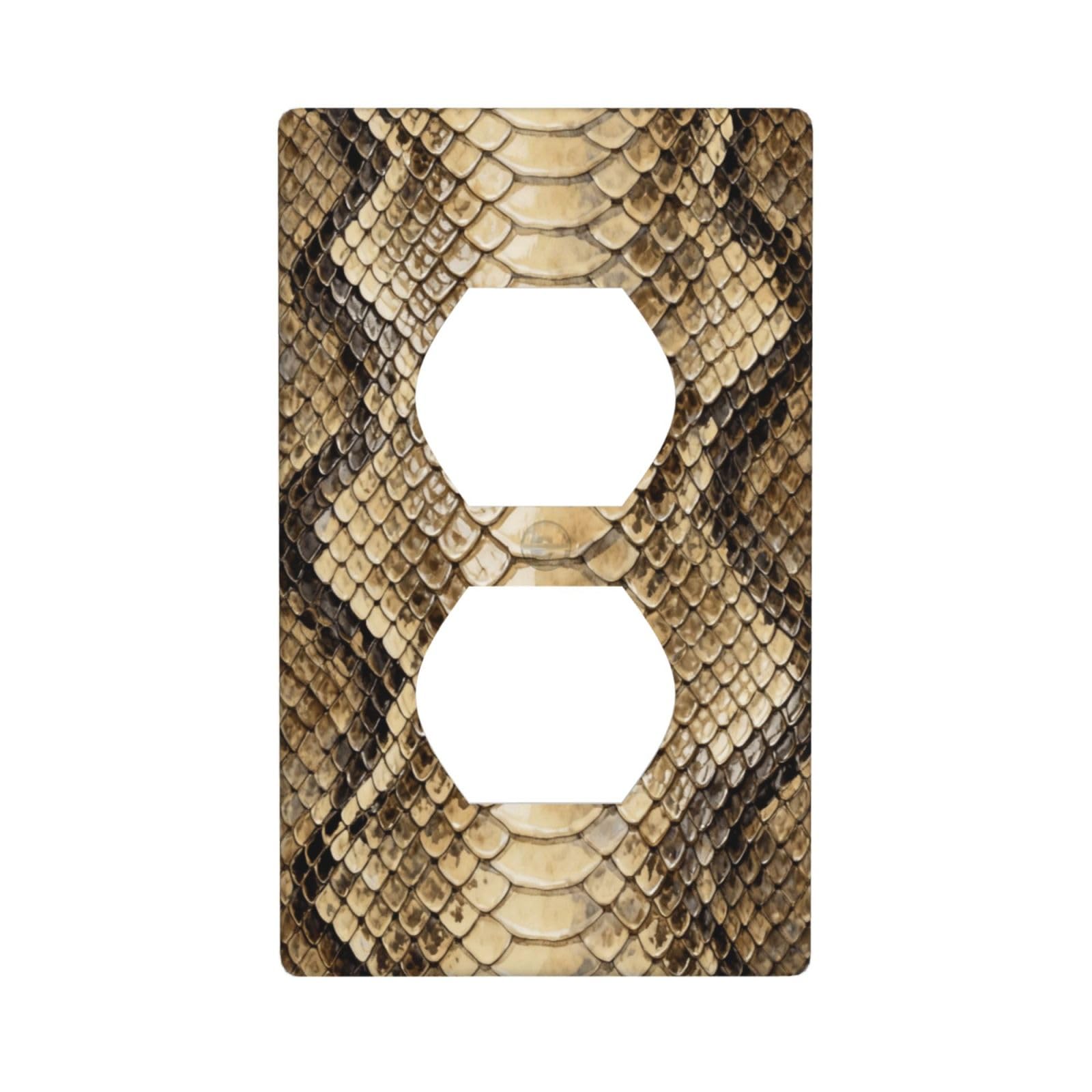 Snakeskin Pattern Decorative Switch Plate Cover-Unbreakable Polycarbonate Wall Plate for Home Office, 1 Gang with Screws