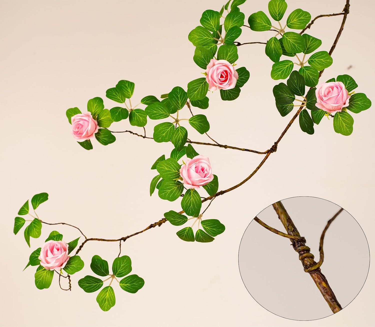 2Pcs x 6 Ft Bendable Artificial Rose Vine Pink Flower Garland, Floral Vines Decoration for Room Wall Home Fence Decoration (2, Pink)