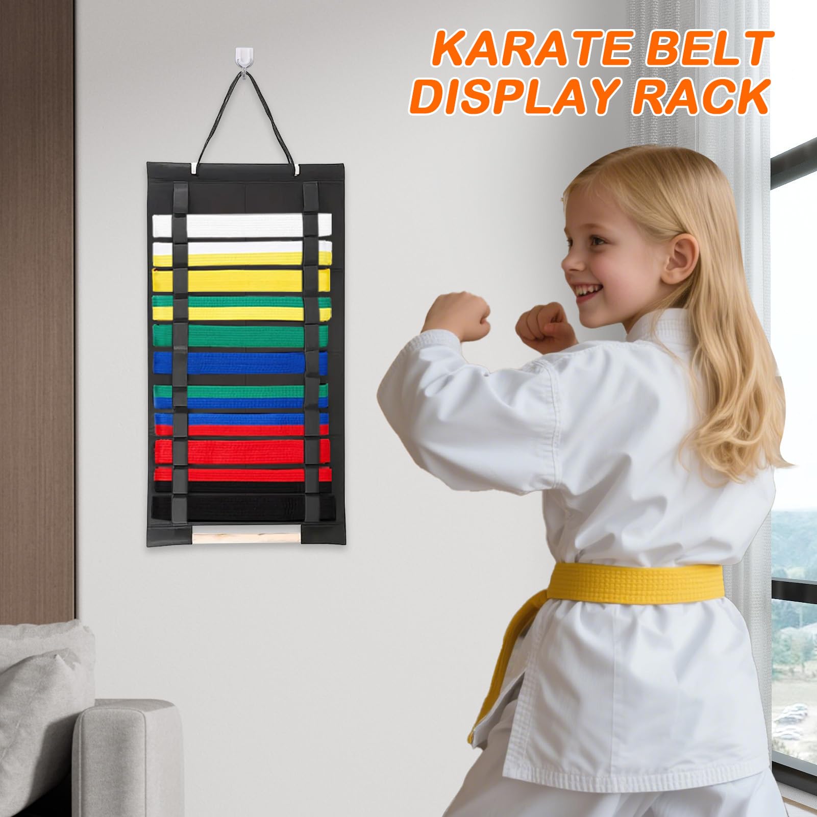 Expositor para Cinturones de Artes Marciales - Organizador de Fieltro para Cinturones de Jujutsu - Estante De Almacenamiento De Pared, Accesorios Para Artes Marciales En Puertas De Armario Y Dormitori