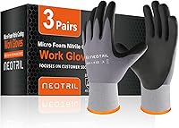 NEOTRIL MicroFoam Nitrile Coated Safety Work Gloves - Breathable Nylon Grip Gloves for Men Women, 3/6/12/36 Pairs