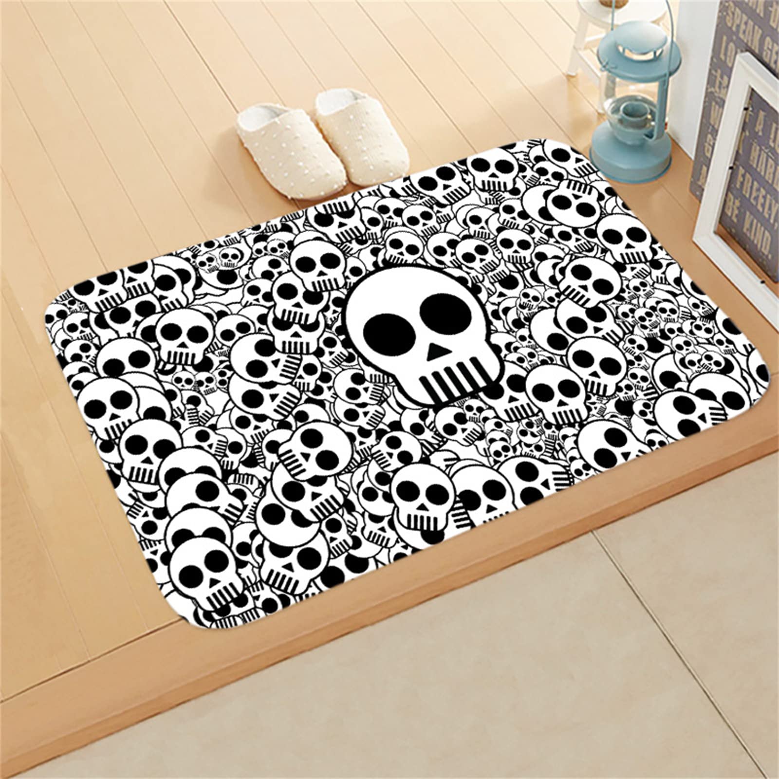 Halloween Fußmatte Mit Skelett-Muster – 40x60 Cm, Rutschfest Für Drinnen & Draußen