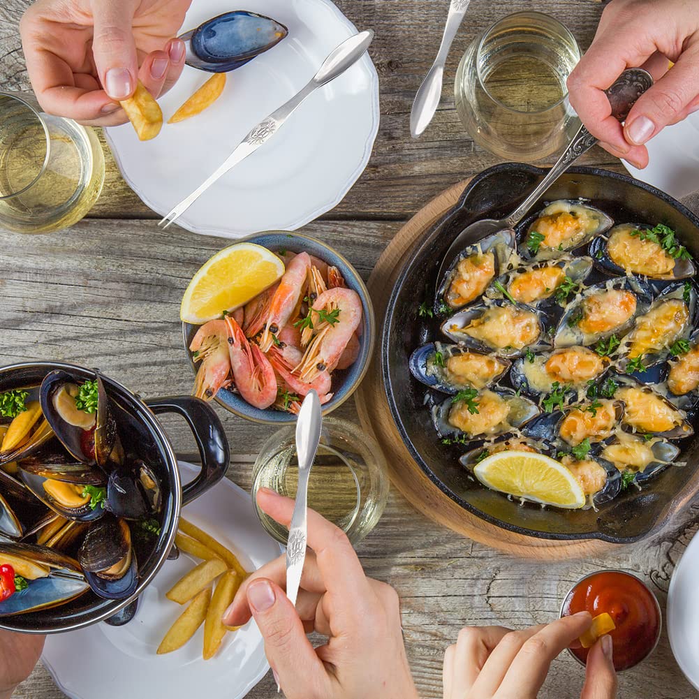 10 Fourchettes à Fruits En Acier Inoxydable 304 - Pour Desserts, Apéritifs, Cocktails - Avec Boîte Rangement