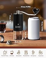 Vista 3 de Stainless Steel Burr Manual Coffee Grinder For Drip,French Press,5 Adjustable Settings,Hand Maker with Built-In Burr,For Home Use and Camping