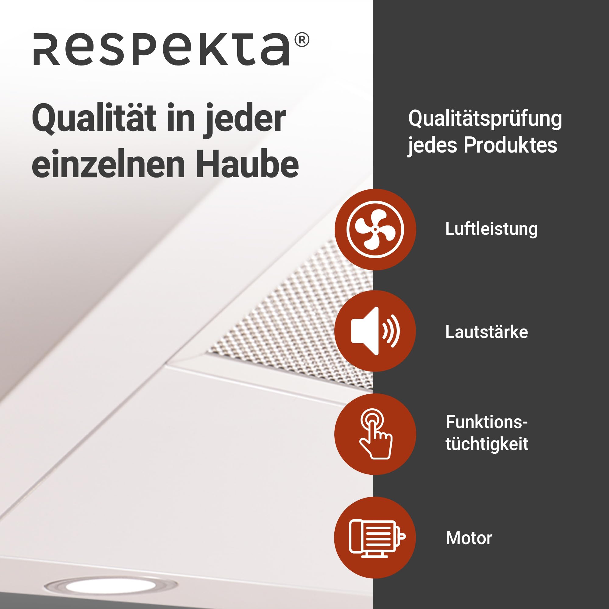 Respekta Dunstabzugshaube unterbau Sanja 60 cm Metallgehäuse Weiß Umluftbetrieb CH12060 W-21 A+ 55–64 dB