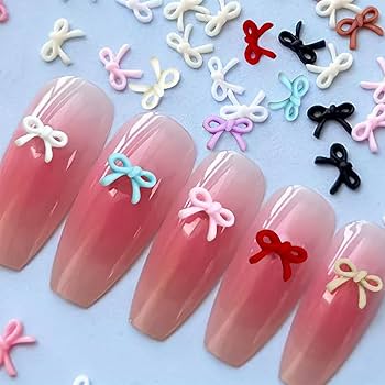 Amazon | Tidyworm ネイルパーツ リボン 100個セット 3D 立体 リボン