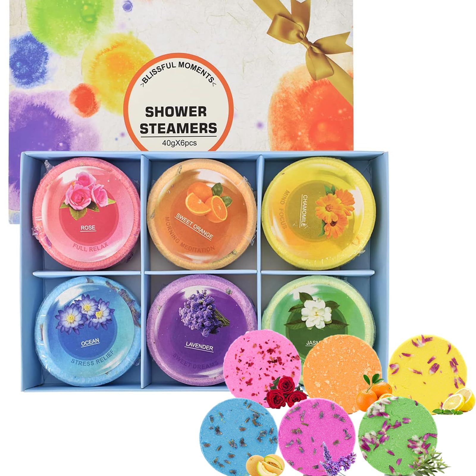 NALACAL Bath Bombs for Women, Aromatherapy Shower Steamers Sets, 6pcs Plant Essential Fragrant Bubble Bath Bombs Spa Stress Relif Relaxing, Nasal Relief, Moisturize Dry Skin Birthday Gifts for Her