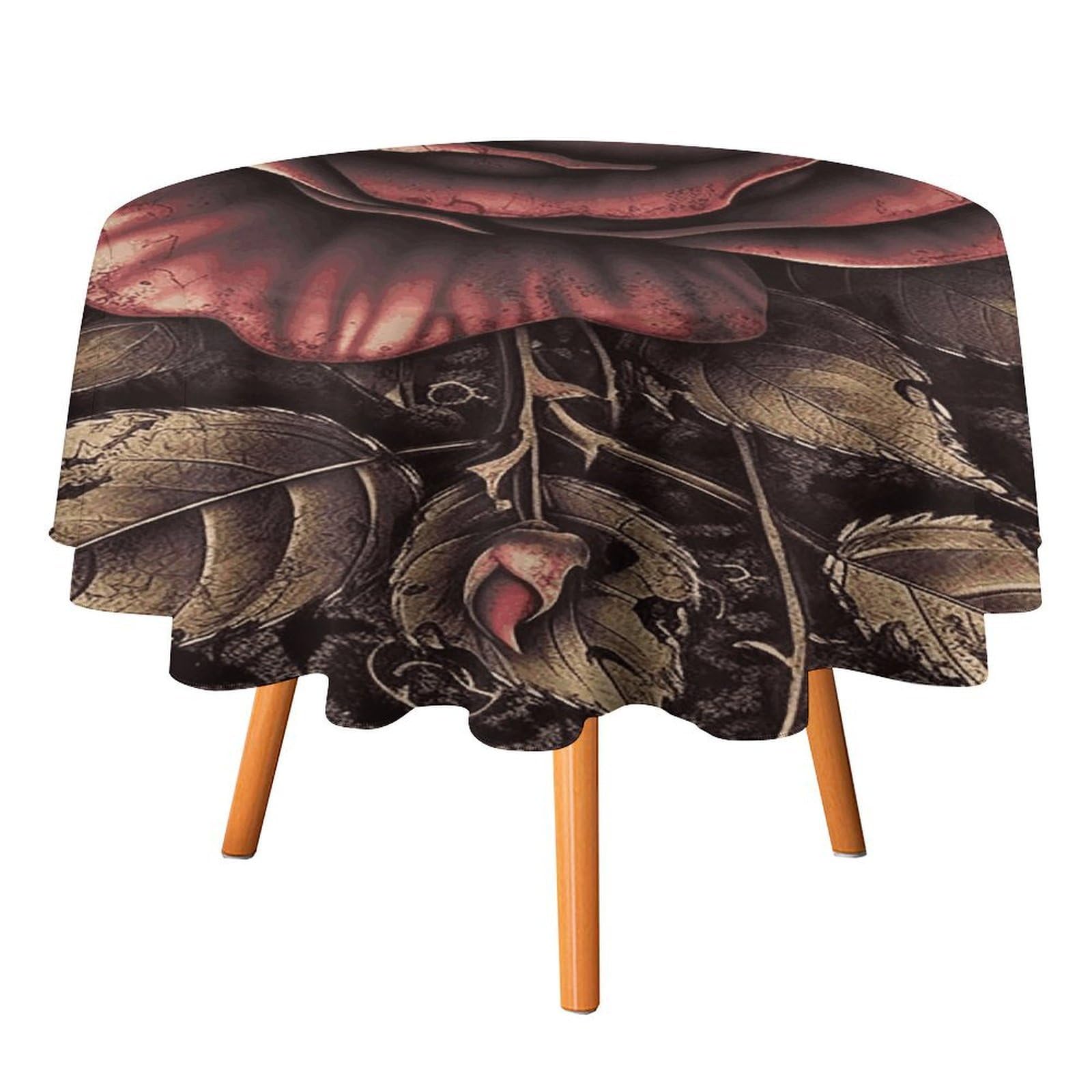 Fekiloot Style Gothic Rose Round Tablecloth - Heavy Duty And Washable,Polyester Decorative Fabric Table Cover,Tablecloths For Kitchen Dining, Wedding, Birthday Party50x50in