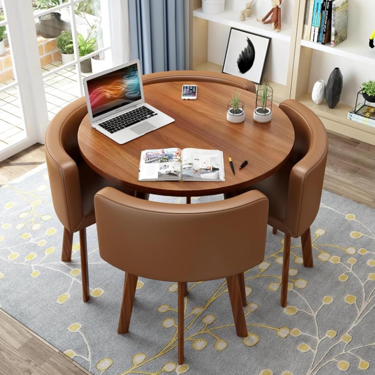 モダンなラウンドダイニングテーブルセット（椅子4脚付き） キッチン