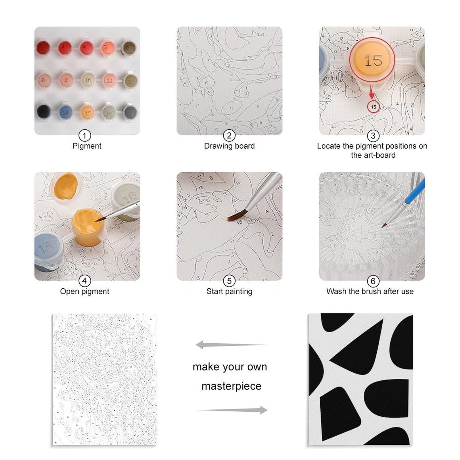 KOAYUBFC Geometrie Malen nach Zahlen Kit für Erwachsene Anfänger Erwachsene Malen nach Zahlen Kits auf Leinwand DIY Acryl Ölfarben Malerei mit Pinseln für Geschenk Home Wall Decor