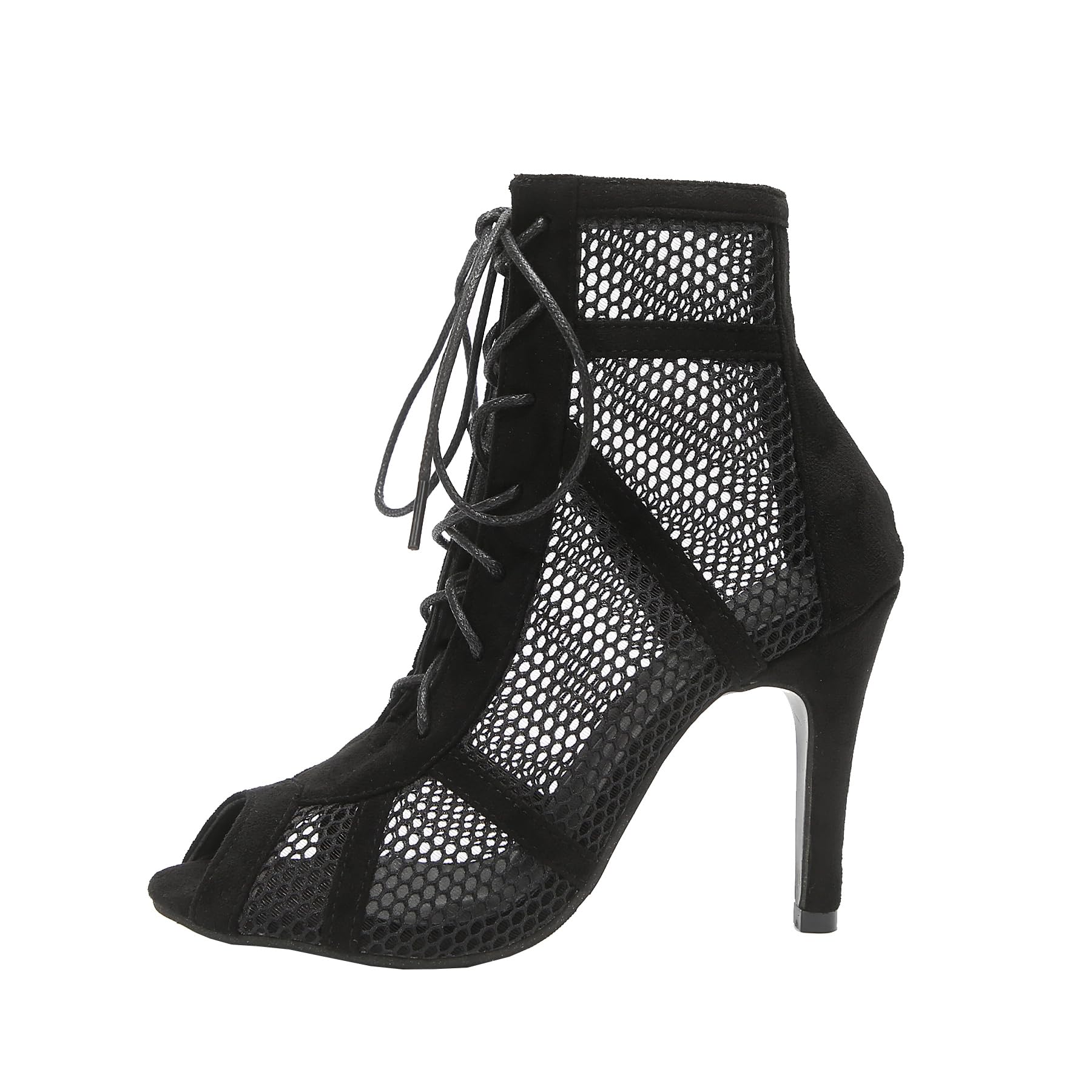 Womens Open-Toe Stiletto Heel Booties Stylish Ankle Boots with External Openwork Design Artificial Leather Non-Slip Sole for Fall
