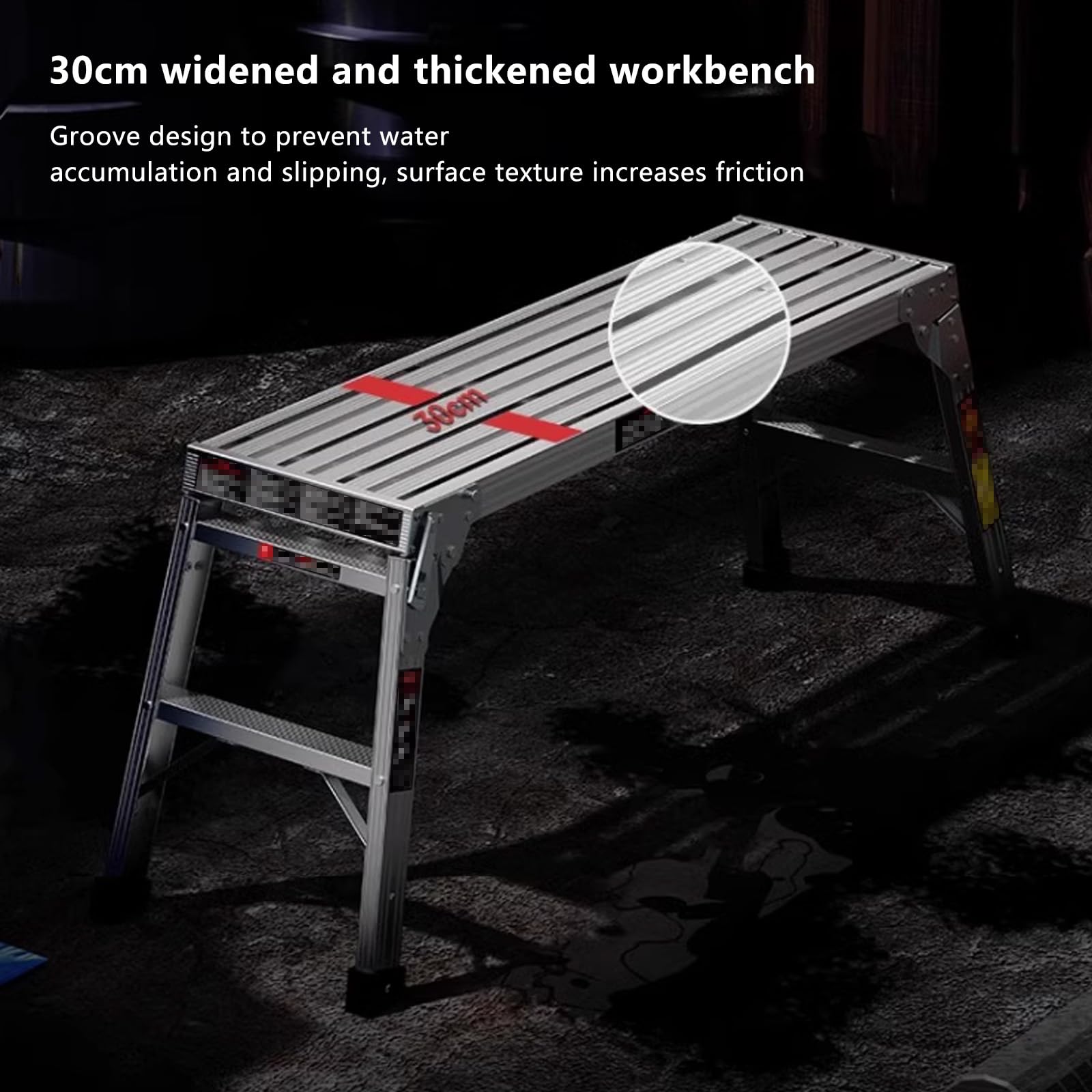 Plataforma de Trabajo Portátil Multifuncional de Aluminio,Plataforma de andamio,Plataforma de trabajo de aluminio para limpieza de techo,pintura y lavado de automóviles,carga má(Size:39.3*11.8*19.6in)