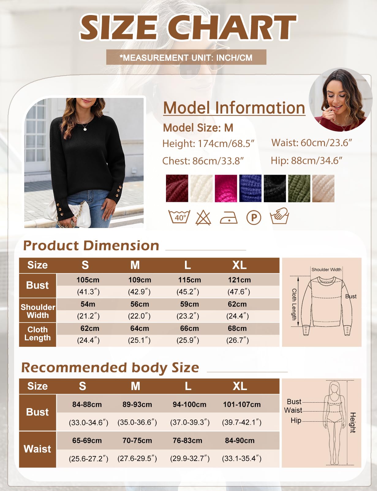 Vijamiy Maglione Donna Collo Rotondo Maglia Moda e Tempo Libero Sweatshirt Elegante Maglione Cashmere Pullover Autunnale Invernale Maglione Caldo