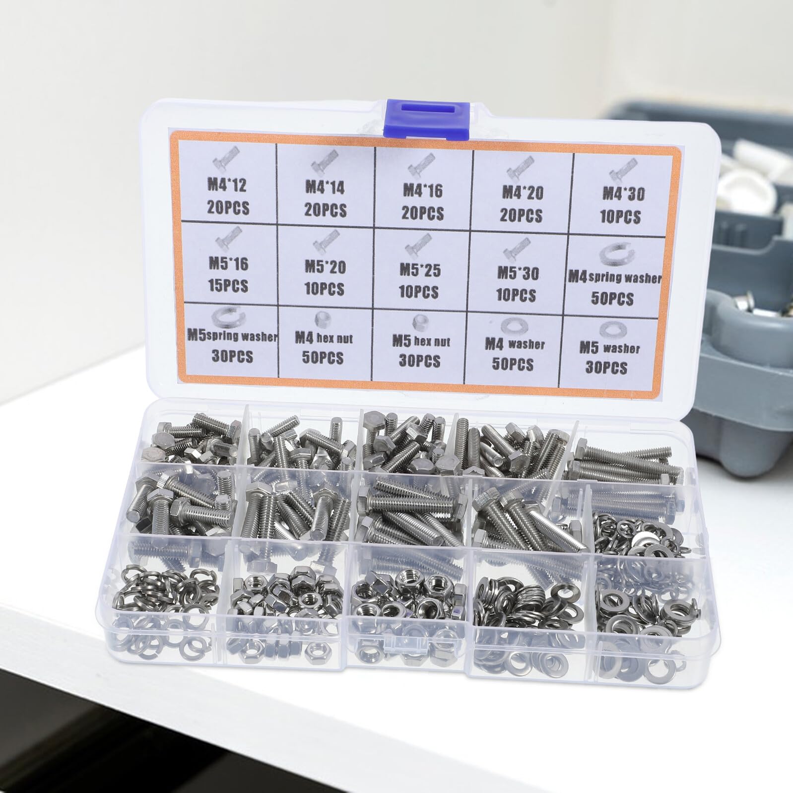 375 Stück Teiliges Edelstahl Schrauben Muttern Unterlegscheiben Metrisches Bolzensortiment für Reparatur DIY und Werkstatt Korrosionsbeständig Belastbar und Vielseitig Einsetzbar