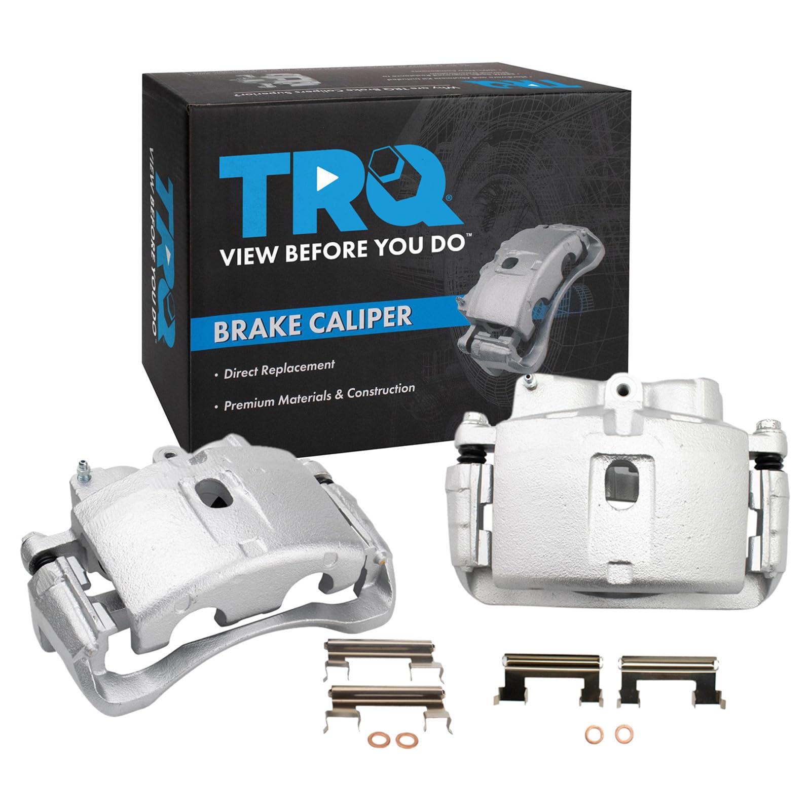 TRQ Front Driver and Passenger Side Brake Caliper Set Caliper Brackets