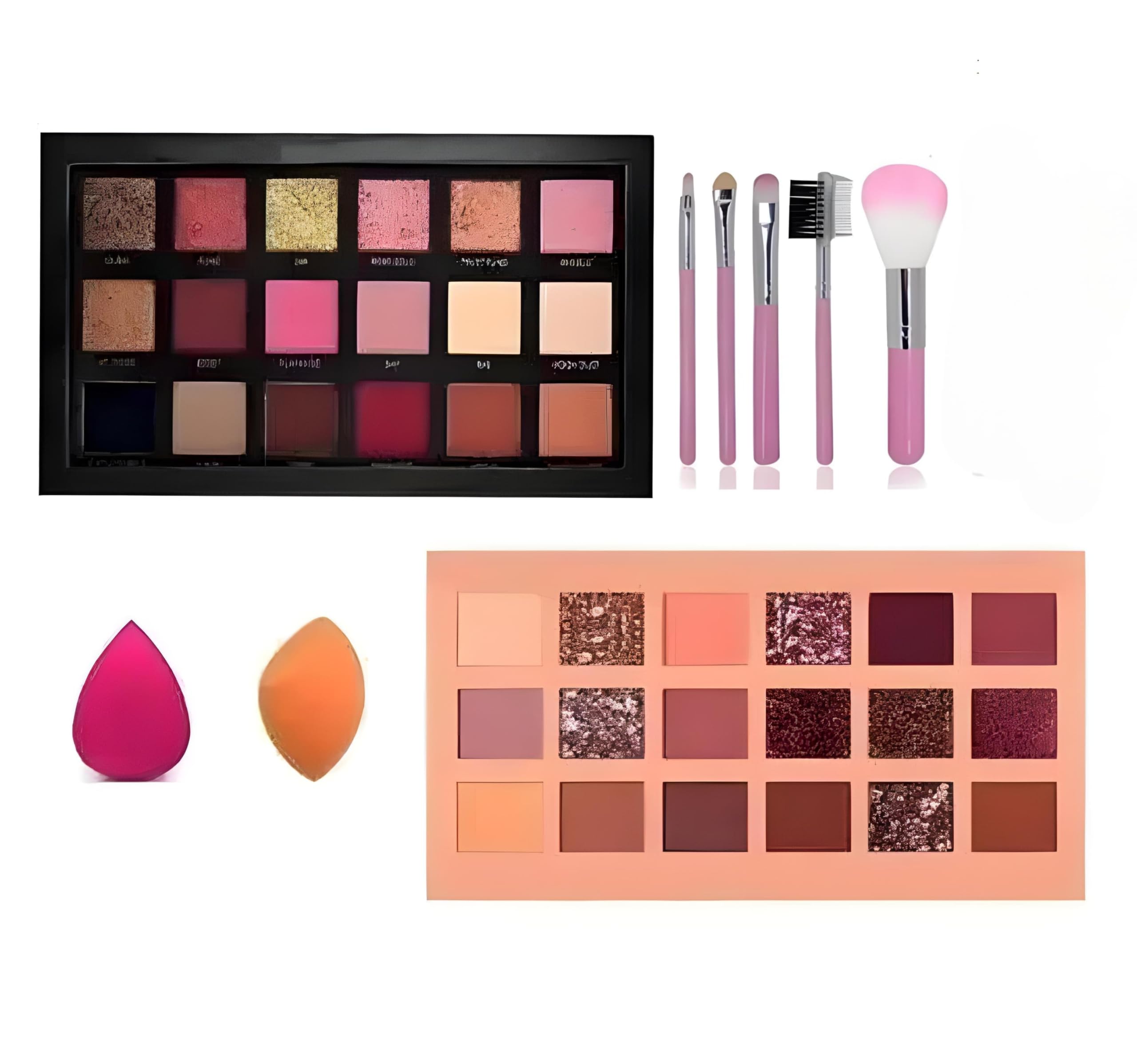 M/S DALIP & SONS Rosegold & Nude Eyeshadow with 5pcs Brushes,Eyeliner & 2pcs Puff-image-46