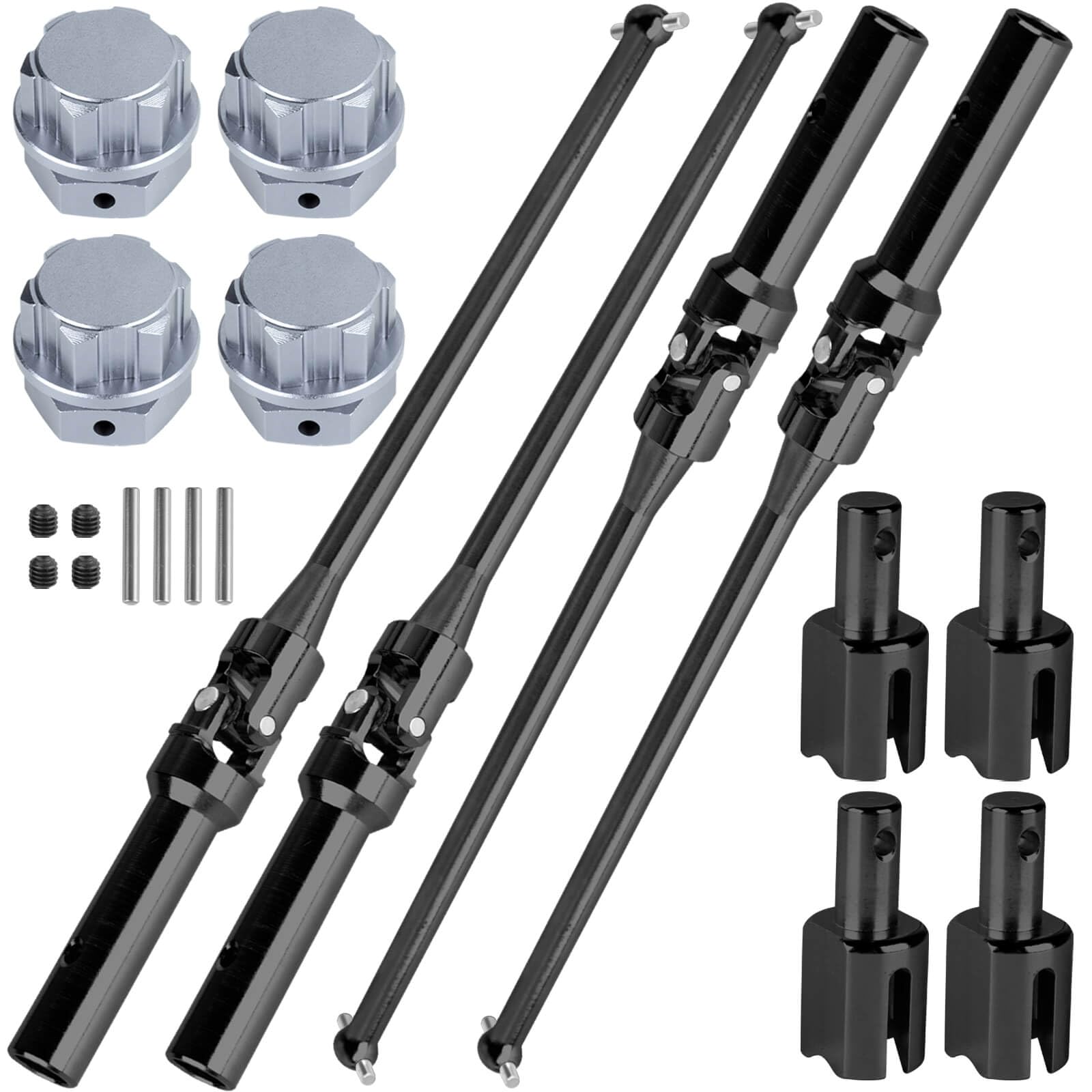 BRCatWPark RC Drive Shaft Axles & Diff Outdrive Upgrades Part for 1/5 KRATON 8S BLX/Outcast 8S BLX,4PCS Front Rear CVD Driveshaft w/Wheel Hex Nuts Hop Ups,Black & Titanium