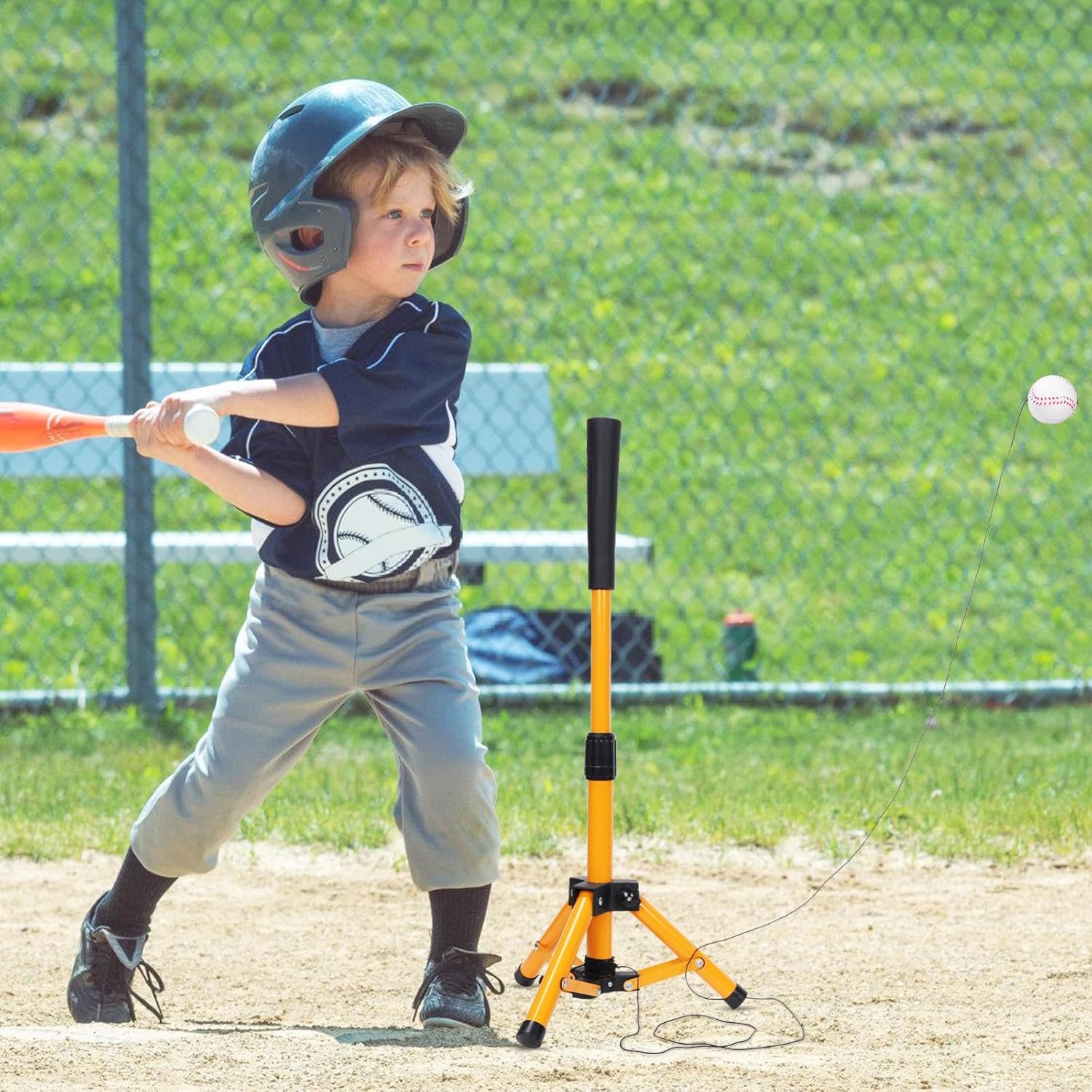 Hikeen Maglietta da Baseball per Bambini, Maglietta da Baseball, Maglietta da Allenamento per Softball e Baseball, Portatile, Altezza Facilmente Regolabile