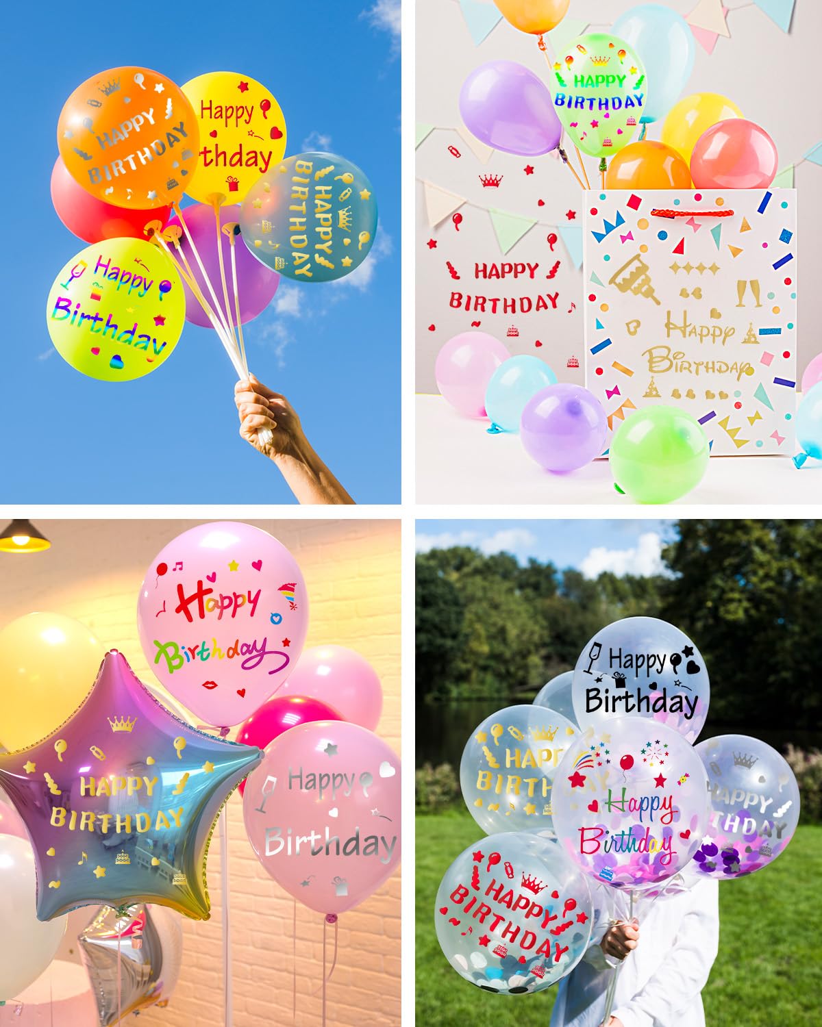 Naklejki urodzinowe z balonami, 15 szt., przezroczyste naklejki na balony bobo, naklejki PCW, samoprzylepne na uroczystości urodzinowe, wystrój domu, rekwizyty do fotobudki (kolor )