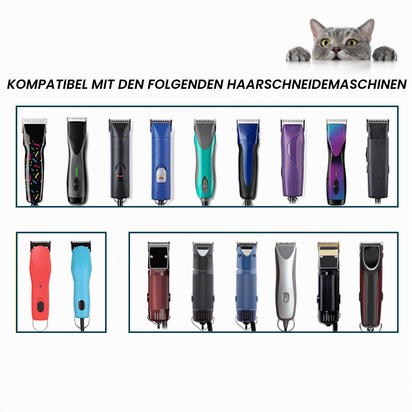 BESTBOMG Ersatzmesser für Hundepflege 7FC+5FC+4FC, kompatibel mit Heiniger/Moser Max45/Andis/Oster A5/Wahl km10 Serie Schermaschine für Hunde, Schnittlänge,3 Einheiten,Schwarz
