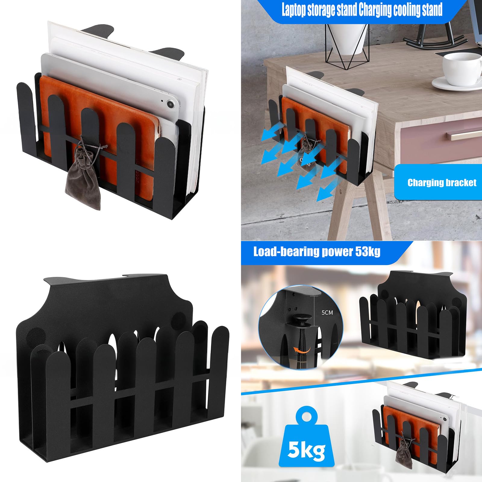 Support réglable en métal pour ordinateur portable avec table de refroidissement pour ordinateur portable