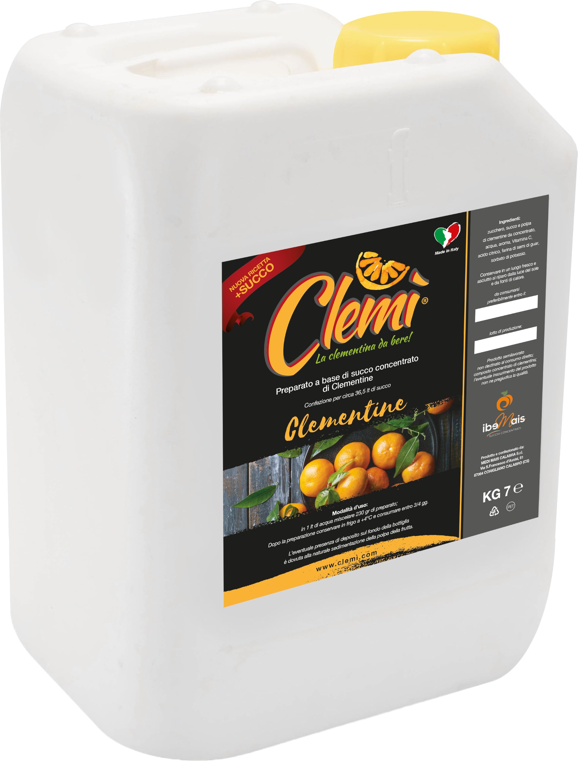 Preparato per Bevanda alle Clementine da Concentrato, Tanica 7 kg