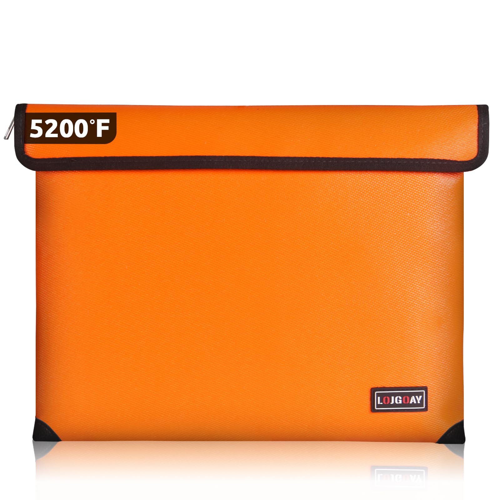 Fireproof Bag with 5200℉ Thermal Insulated, 11x7.5” Waterproof Fireproof Box with Zipper, Fireproof Money Bag for Cash, Fireproof Safe Bags for Home Safe Bank Valuable Documents (Orange, 13.9"x10.6")