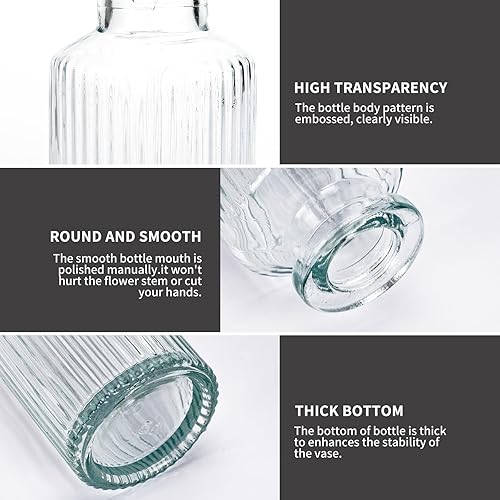Miniatura 4 de CEWOR Juego de 24 jarrones de cristal, pequeños jarrones para flores, jarrones transparentes para centros de mesa, mini jarrones de flores a granel