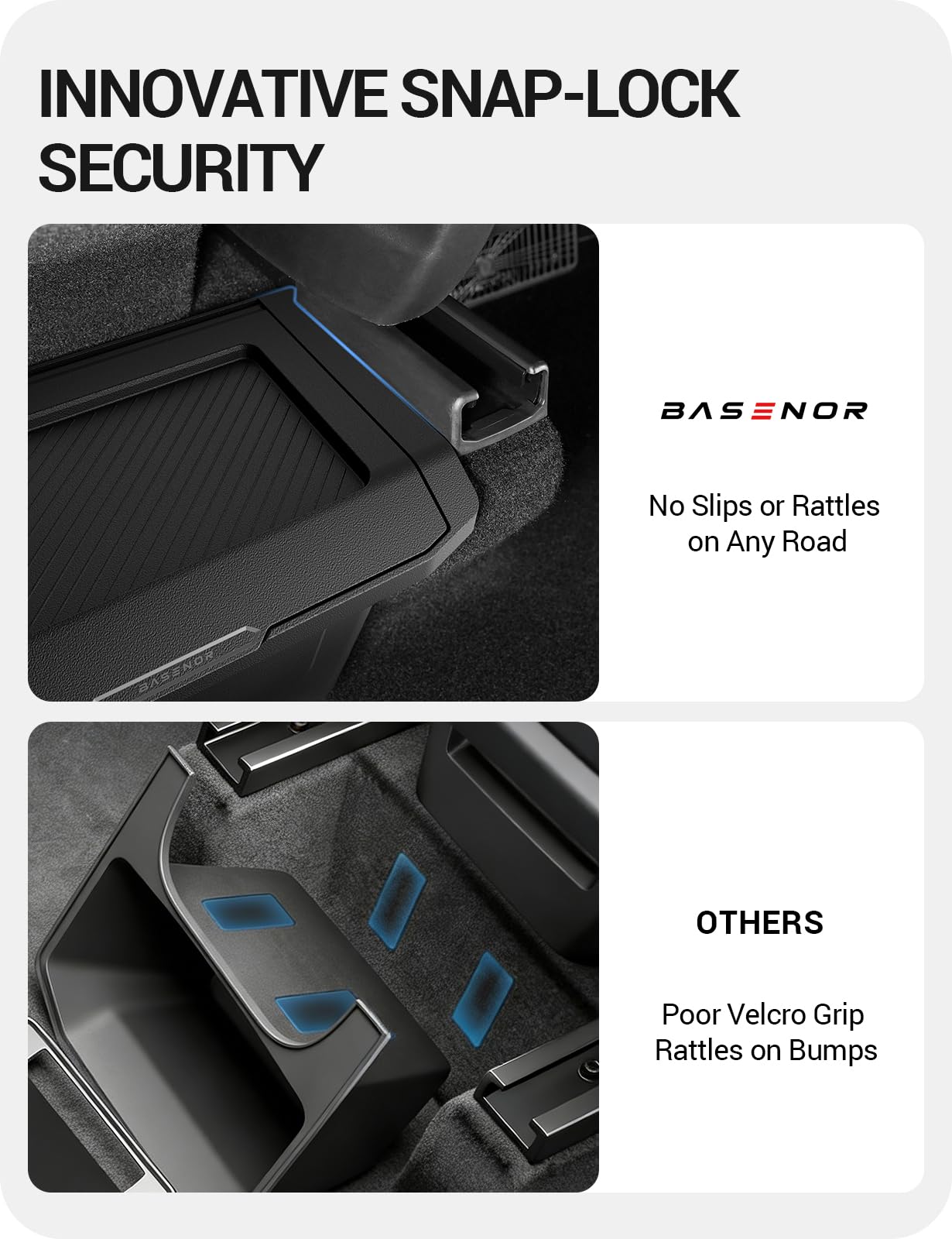 BASENOR Tesla Model Y Juniper organizer na tylną konsolę środkową, pyłoszczelny kosz na śmieci TPE z antypoślizgową pokrywą, pojemnik na odpady, pudełko do przechowywania na tylne siedzenie do modelu