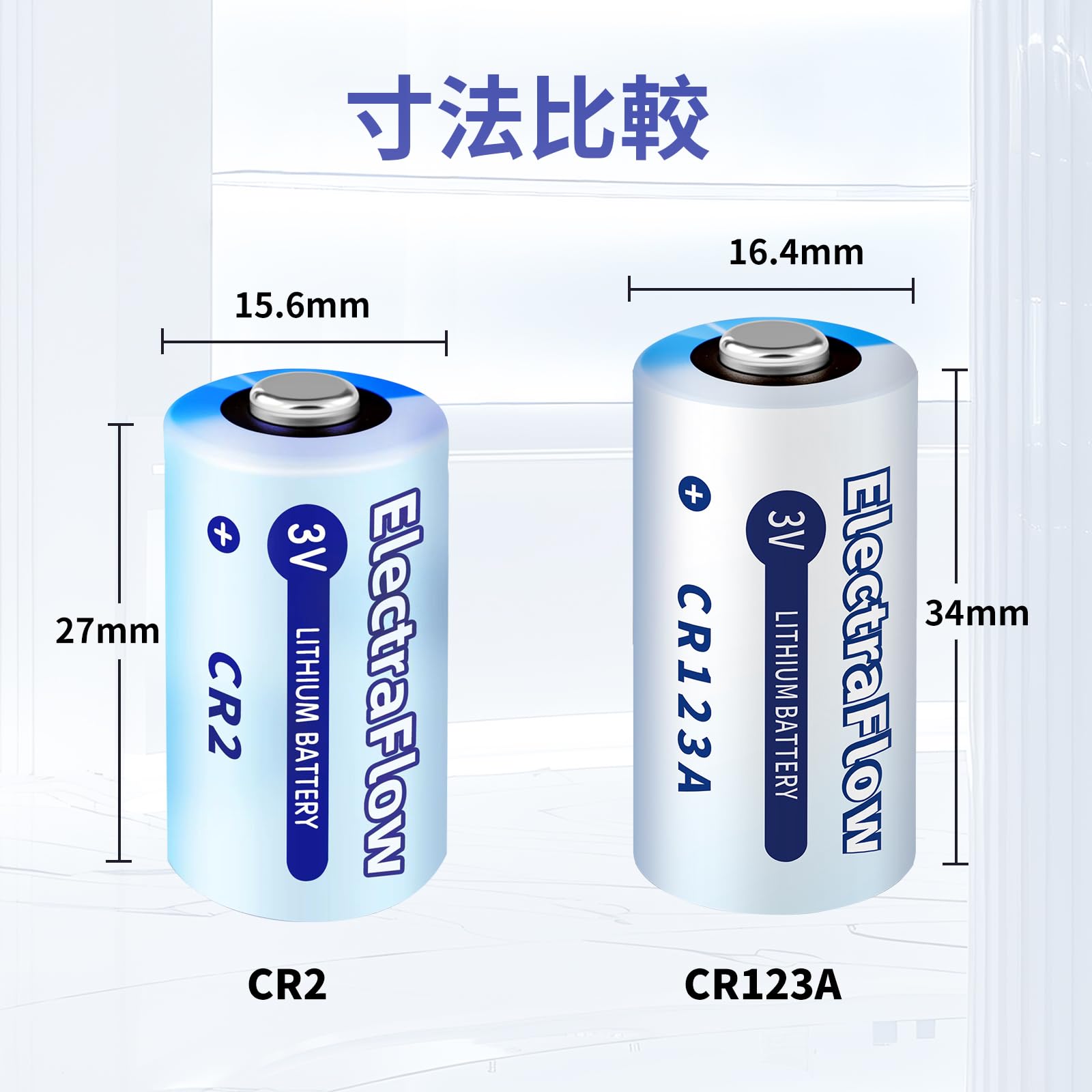 Amazon | ElectraFlow 2個セット CR2 カメラ用リチウム電池 非充電式 3V 1000mAh 大容量 リチウム電池 ゴルフ距離計  懐中電灯 | ElectraFlow | 乾電池
