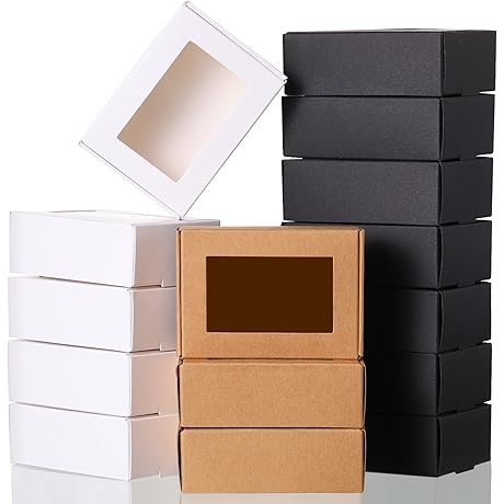 Zonon Soap Boxes for Soap Packaging, 30 Pcs Black Soap Boxes Kraft...