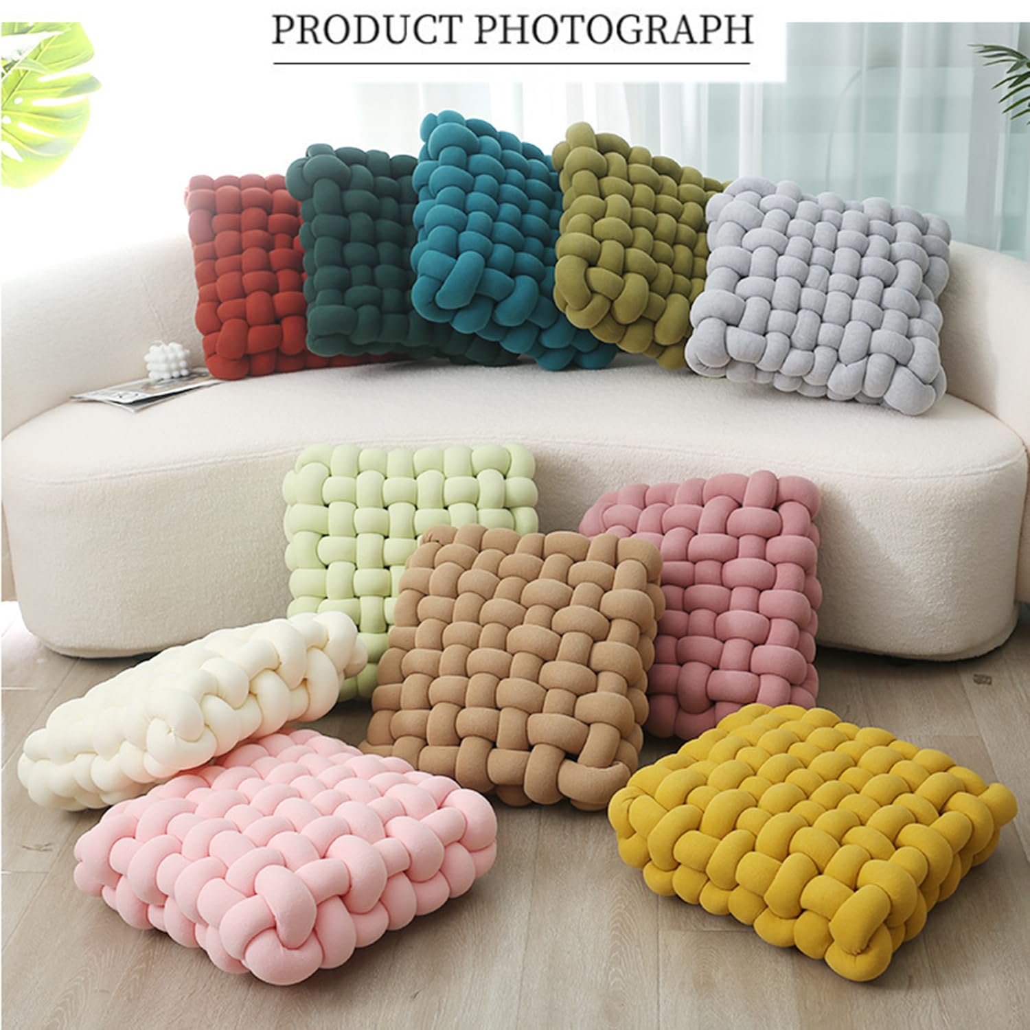 Coussin noué blanc crème 13,7 pouces Coussin rond en peluche douce Coussin noué fait main Coussin noué décoratif moderne pour la maison | Leroy Merlin
