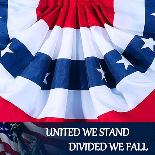 Miniatura 3 de Bandera de abanico plisada americana, 3 x 6 pies, bandera patriótica de Estados Unidos, banderines de medio abanico para decoración de interiores y