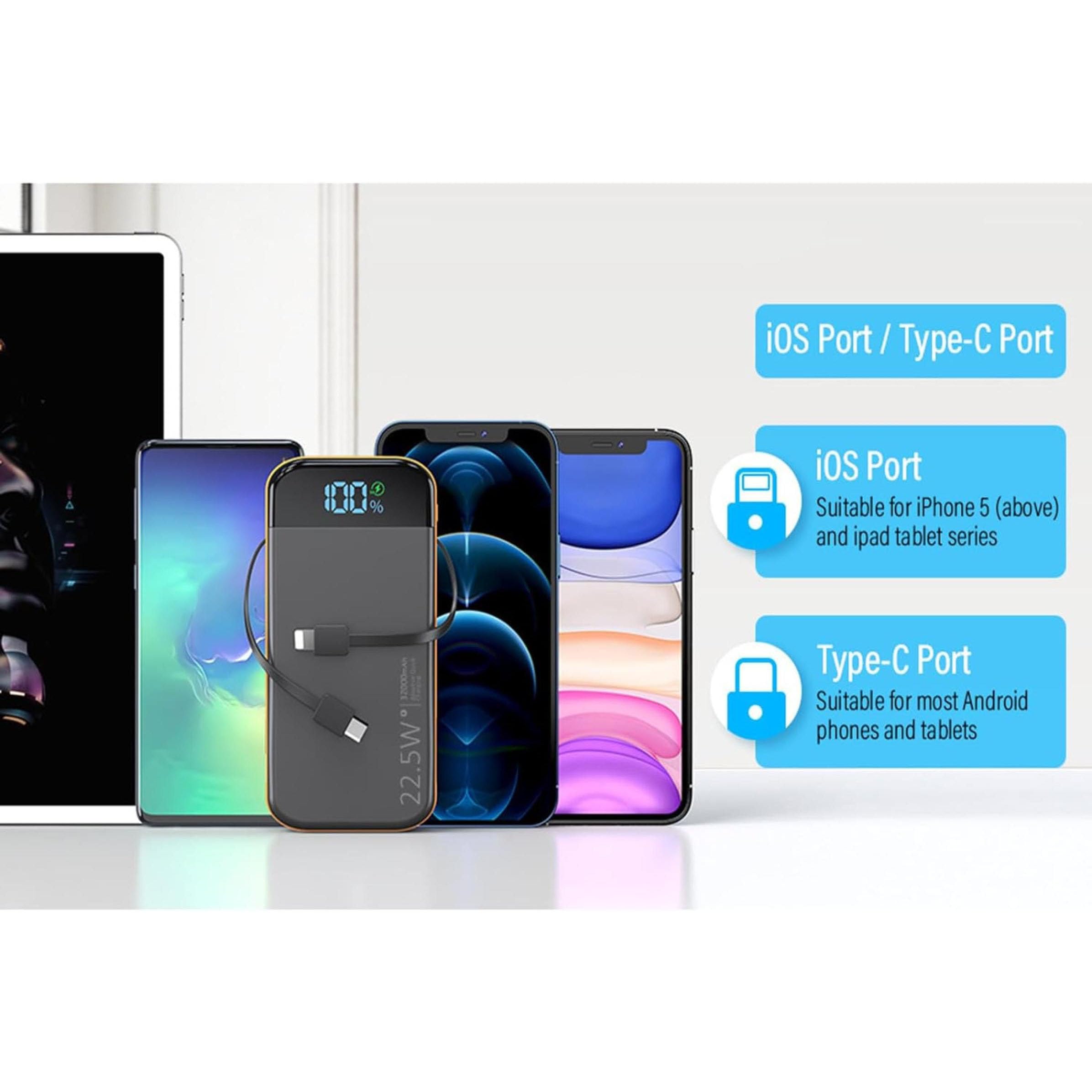 Powerbank Powerbank/32000mAh/50000mAh-PD Szybkie ładowanie Duża pojemność Mobilny powerbank współdzielony z kablem (50000mAh/czarny)