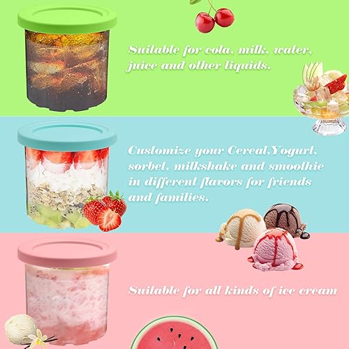 Miniatura 5 de SPOKKI Pintas y tapas para helados, paquete de 6, compatibles con la máquina de helados serie NC299AMZ y NC300s, recipientes reutilizables para