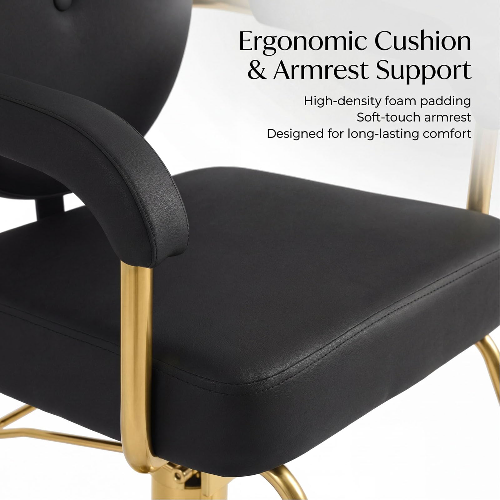 Black & Gold Salon Chair - Artist Hand Styling Chair -5 Black & Gold Salon Chair - Artist Hand Styling Chair -5