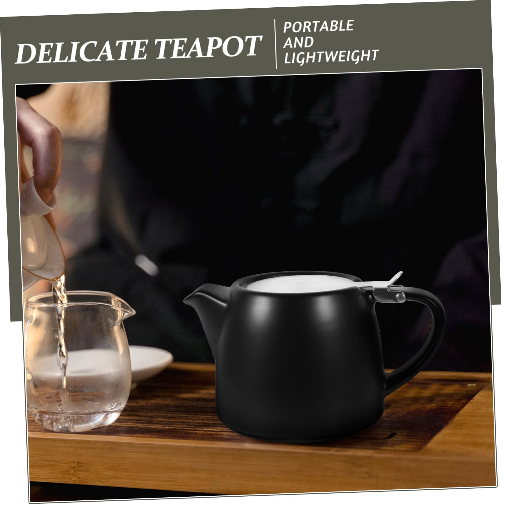 Ciieeo Ceramiczny Mały Czajniczek Do Herbaty z Metalowym Zaparzaczem Półmatowy Czarny Dzbanek Do Herbaty i Herbaciarni Trwały Parzenia Liściastej