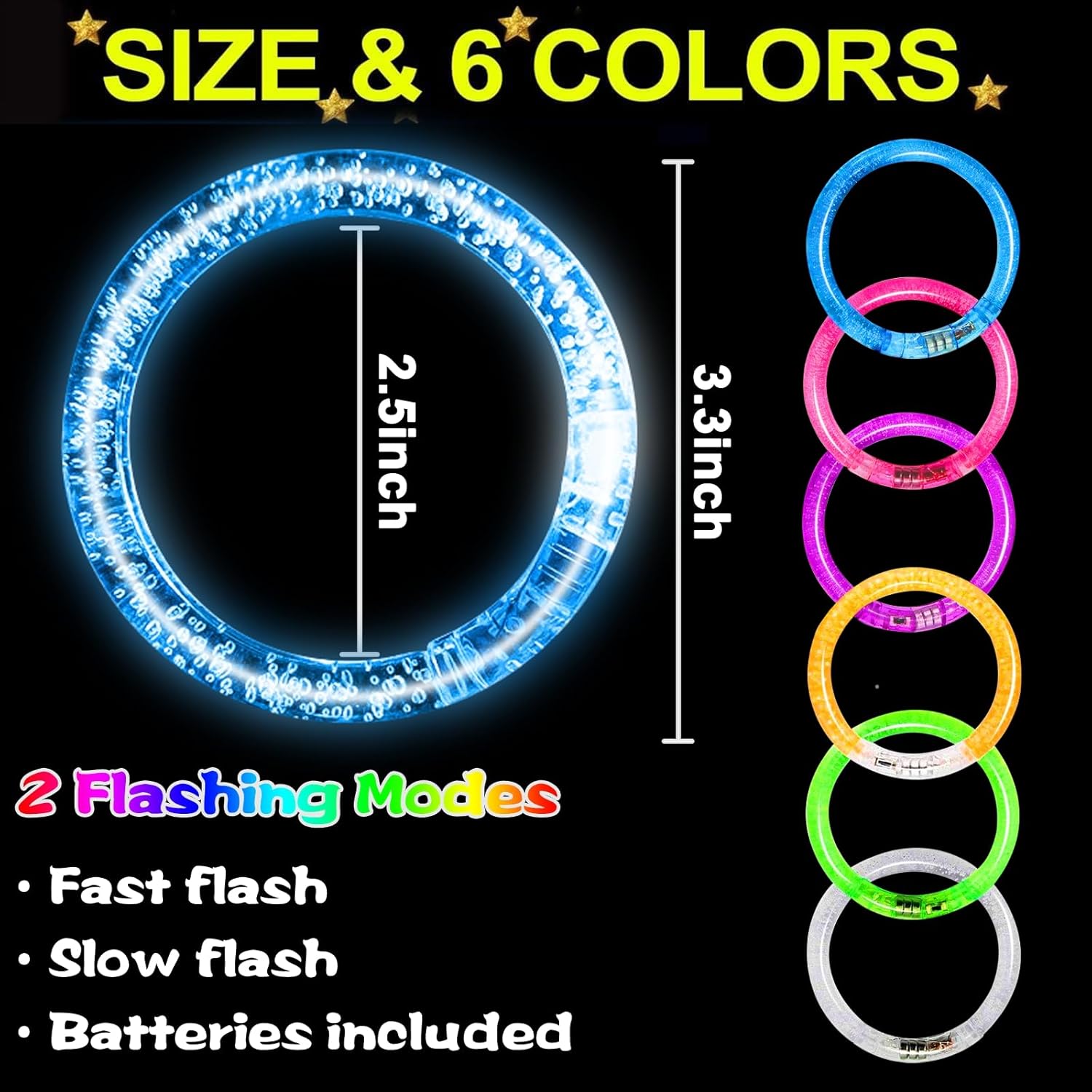20 Pack LED Glow Bracelets Party Favors for Kids Glow in The Dark Party Supplies, LED Bracelet Light Up Toys Neon Easter Basket Birthday Wedding Gifts, Goodie Bags Stuffers, Classroom Games Prizes