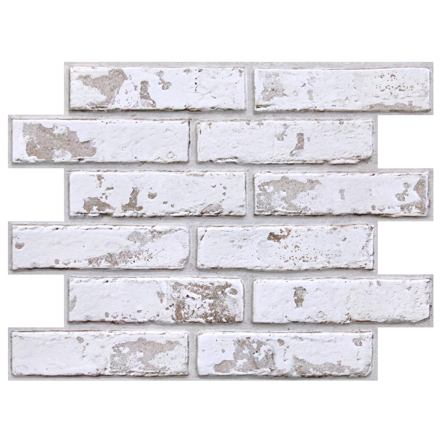 COMSTICKC 3D Faux Brick Wall Panel Self Adhesive Wall Stickers, 10 Sheets 15.7" x 11.8", Lightweight Thin PVC 3D Peel and Stick Fake Brick Wall Covering for DIY Wall Decor, Retro White