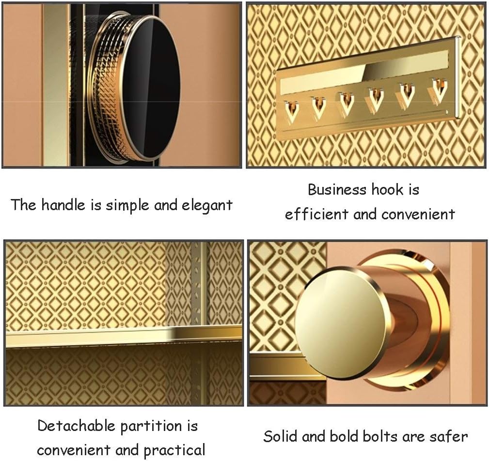 Security Safes Security Safes Tamper-proof Deposit Box for Home Three Layers Strongbox Office Hotel Jewelry Cash Use Storage Cabinet (Color : Gold)