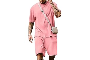 Babioboa Men's Summer Short Sleeve Tracksuit T Shirt & Shorts 2-Pieces Outfits