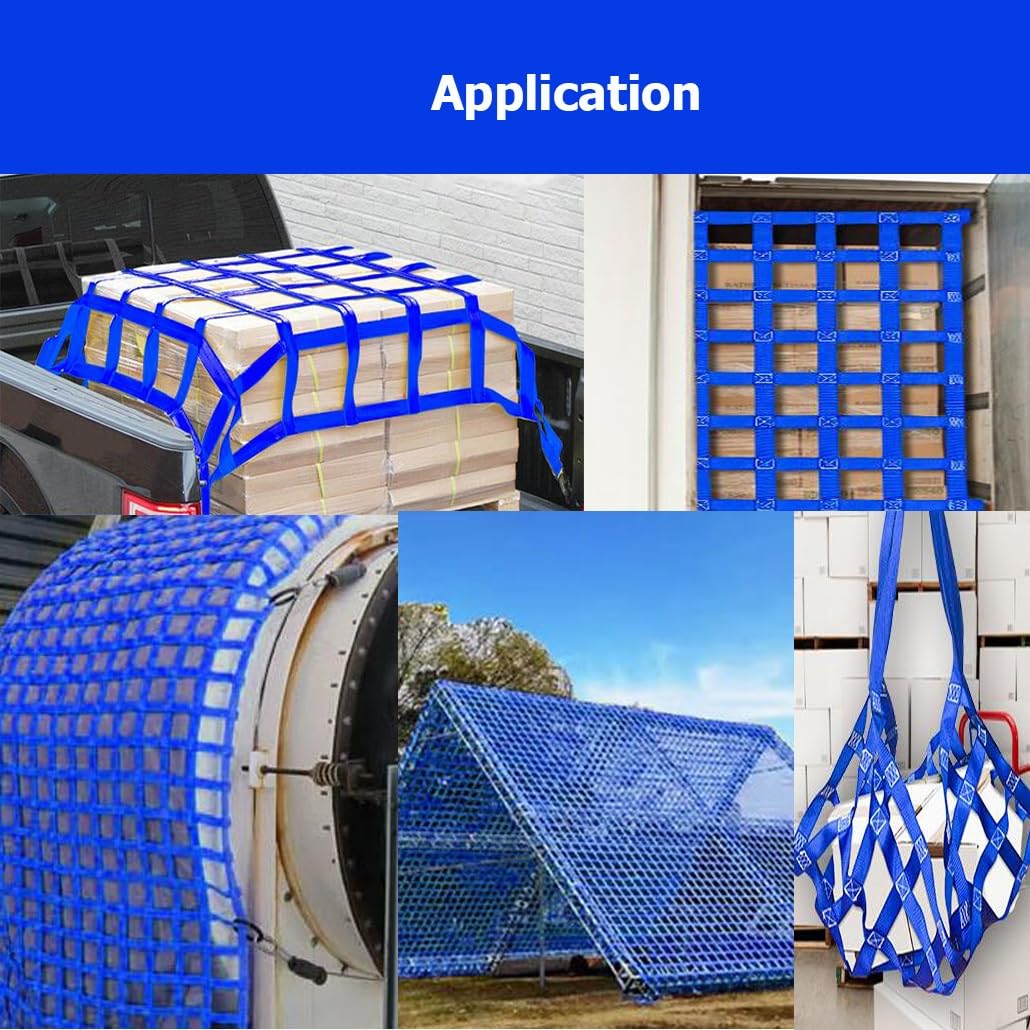 Cinghie di sollevamento for carichi blu quadrate da 1/1,5/2/2,5/3/3,5/4 m for paranco, rete di sollevamento in poliestere piatto resistente allo strappo(3.0m-6613.9lbs-15cm)
