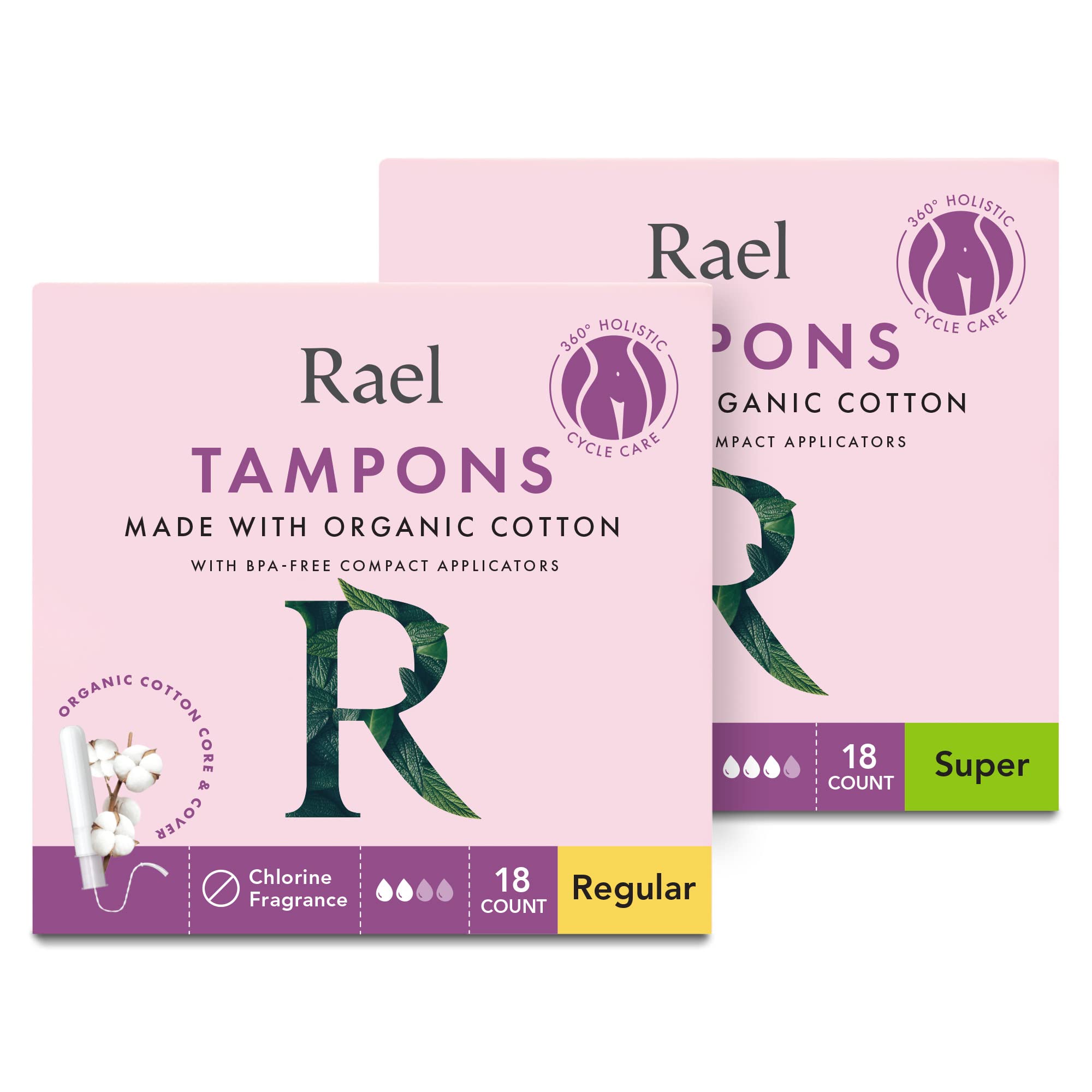 Buy Rael Tampons, Compact Applicator Tampon Made with Cotton Tampons