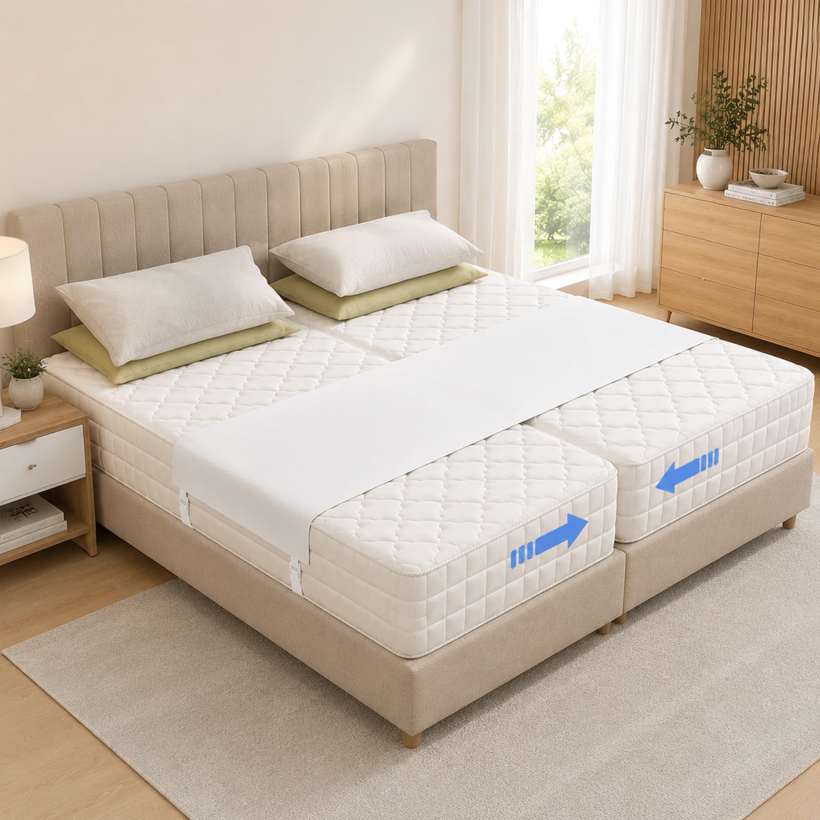 Bed Bridge Twin to King Converter Kit, Mattress Gap Filler for Twins Bed