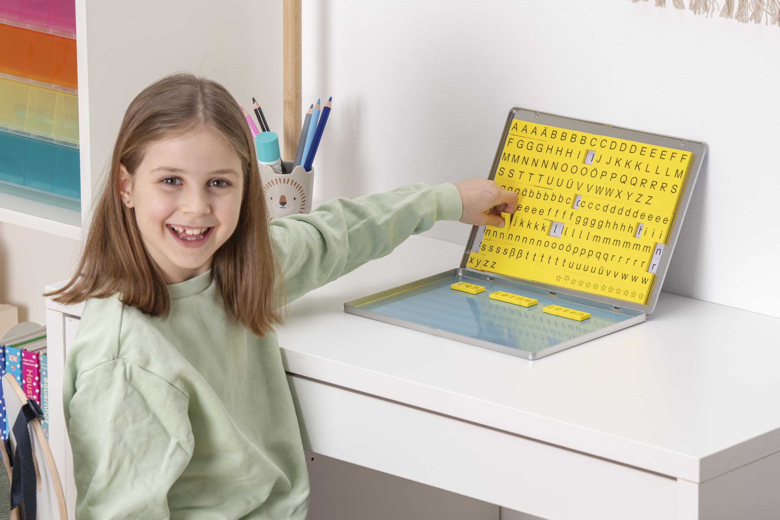 Betzold Lese-Magnetbox – Lesen Lernen für Lernende, magnetischer Buchstaben-Kasten, Koordinationsübung