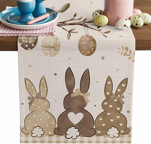 Easter Table Runner Bow Bunny Spring Table Runners 72 Inches Long Easter Egg Bra