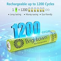 Vista 2 de Brightown Baterías AAA recargables, baterías solares triple A precargadas NiMH de 600 mAh para luces solares y dispositivos domésticos