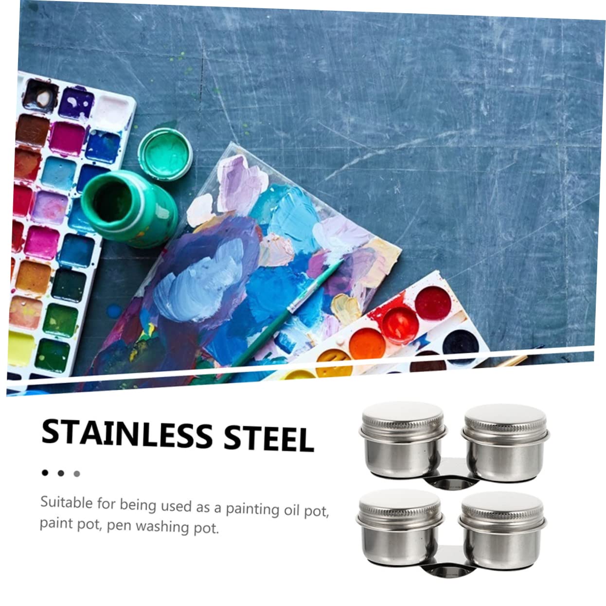 jojofuny 3 Set Contenitori per Lavaggio Inossidabile per Pittura Piccoli E Pratici con Pulizia per attività Creative 2 Pezzi * 3