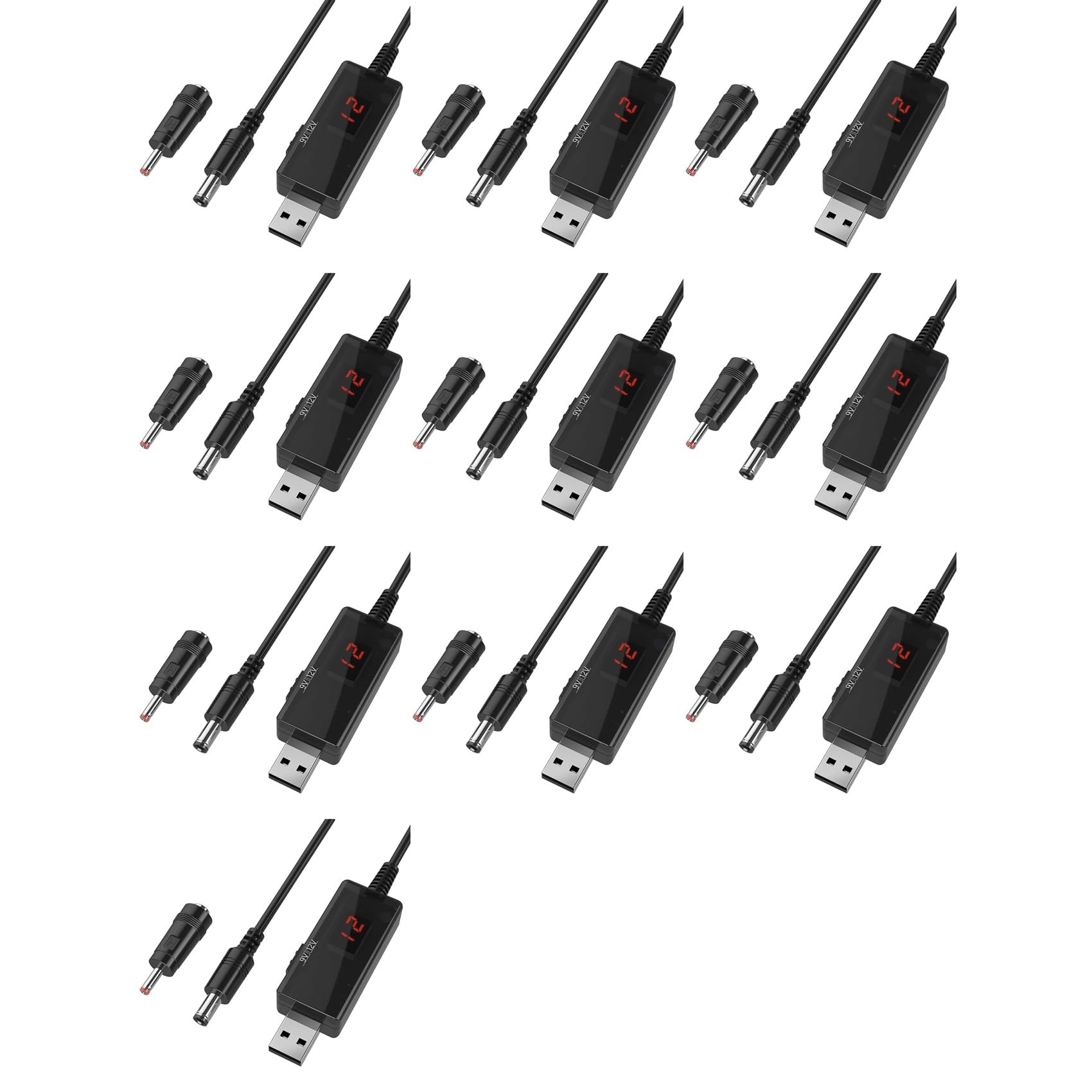 10X USB to 9V,5V to 12V Step Up,USB Cable DC 5V Boost to 9V 12V Voltage Converter 1A Step-Up Volt Transformer Power Line